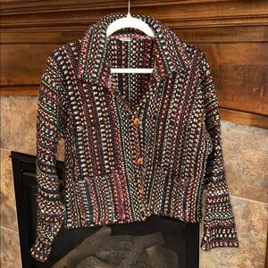 Colorful Handmade Ecuador Multicolor Wool blazer jacket artsy boho western est M